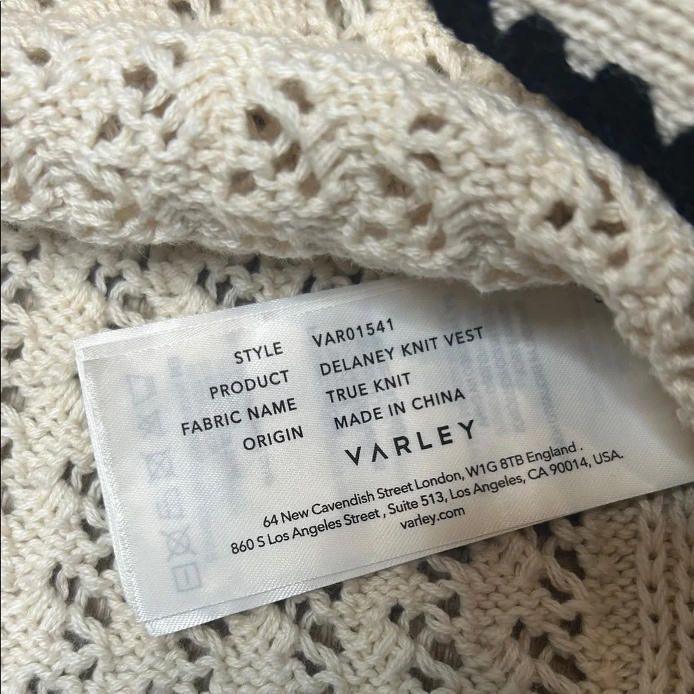 Varley Delaney Cream and Black Open Stitch Sweater Vest - Picture 4 of 12